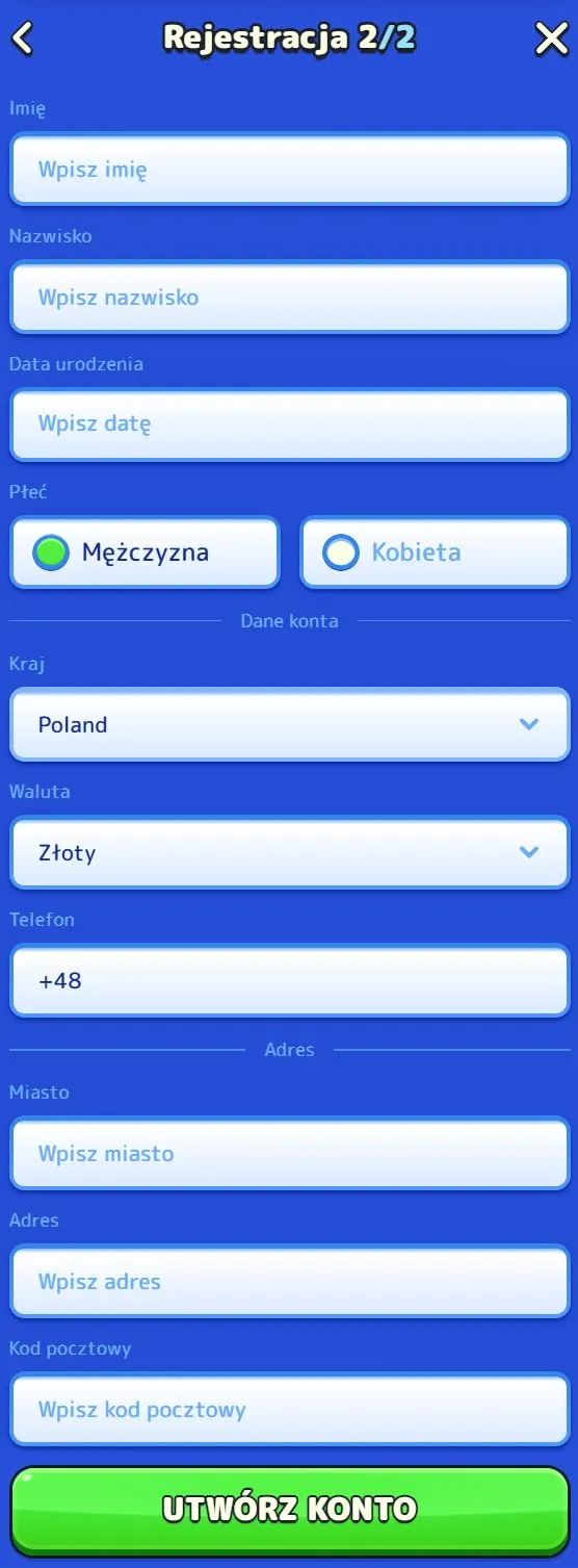 Rejestracja w kasynie Pistolo