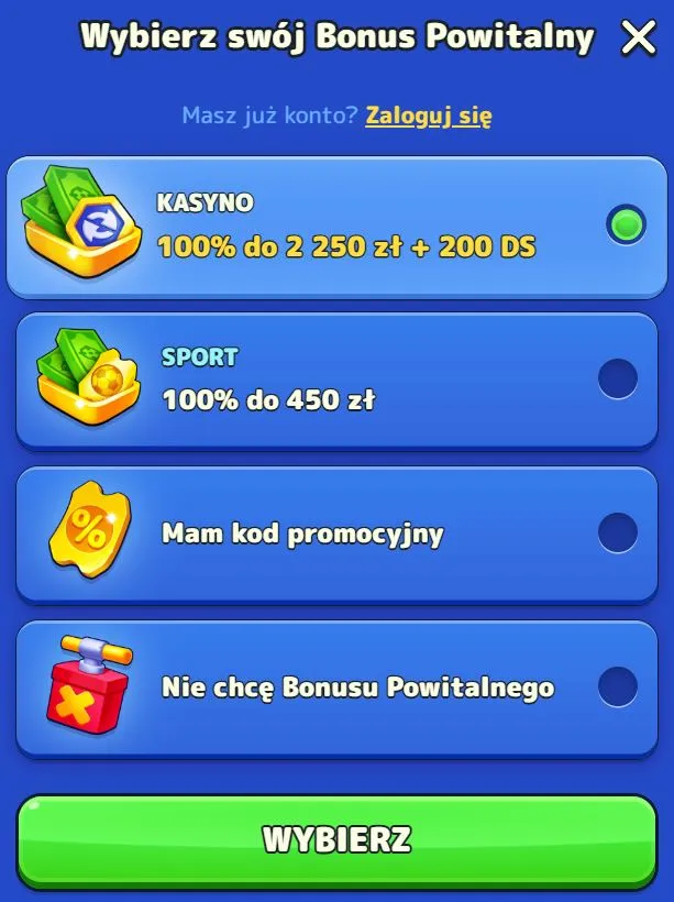 Rejestracja w kasynie Pistolo